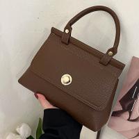 PU Leather Handbag soft surface & attached with hanging strap Lichee Grain PC