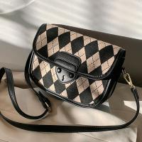 PU Leather & Canvas Easy Matching Crossbody Bag soft surface Argyle PC