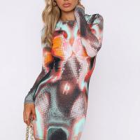 Polyester Slim Sexy Package Hip Dresses printed PC