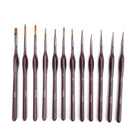 Solid Wood & Nylon Oil Brush Set twelve piece brown Set