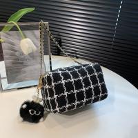 PU Leather Shoulder Bag with chain & soft surface plaid PC