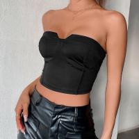 Polyester Tube Top Patchwork Solide Noir pièce