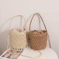 Straw & Polyester Beach Bag & Handmade & Vintage Handbag Solid PC