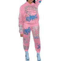 Polyester Plus Size Women Casual Set & two piece Long Trousers & Sweatshirt printed Cartoon Set