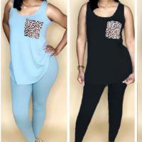 Milk Fiber Women Casual Set & two piece Long Trousers & sleeveless blouses printed Cartoon Set