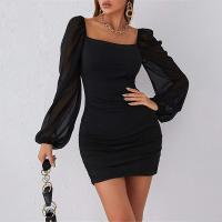 Polyester Slim Sexy Package Hip Dresses Solid PC