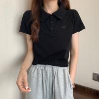 Cotton Slim Women Short Sleeve T-Shirts patchwork Solid PC