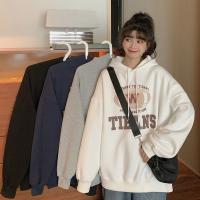 Polyester Women Sweatshirts fleece & loose printed letter PC