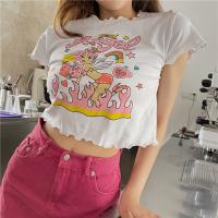 Polyester Slim Women Short Sleeve T-Shirts printed white PC