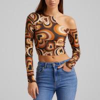 Polyester Slim & Crop Top Women Long Sleeve T-shirt printed PC