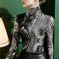 Polyamide Slim Women Long Sleeve Blouses printed black PC