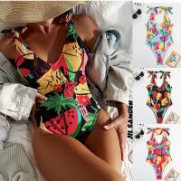 Polyester One-piece Swimsuit flexible & backless & skinny style printed PC