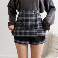 Woollen Cloth Slim Culottes plaid PC