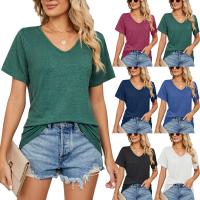 Rayon T-shirts femmes à manches courtes Patchwork Solide plus de couleurs pour le choix pièce