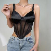 Polyester Camisole, Solide, Schwarz,  Stück