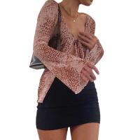 Polyester Vrouwen Cardigan Afgedrukt Leopard Brown stuk