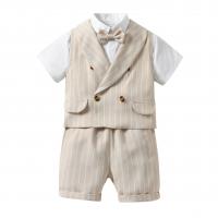 Polyester & Katoen De Kleding reeks van de jongen Stropdas & Vest & Broek & Boven Striped Abrikoos Instellen