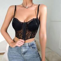 Dentelle & Polyester Camisole Solide Noir pièce