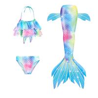 Polyester Children Mermail Swimming Suit & three piece printed Set