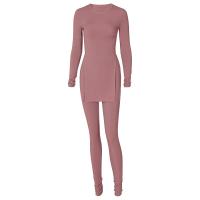 Rib Lycra Ensemble occasionnel de femmes Pantalon & Retour au début Patchwork Solide plus de couleurs pour le choix Ensemble