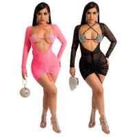 Polyester Sexy Package Robes hip Patchwork Solide plus de couleurs pour le choix Ensemble