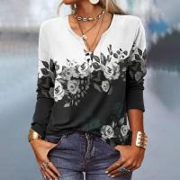 Polyester Women Long Sleeve T-shirt & loose printed PC