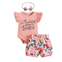 Polyester & Baumwolle Baby-Kleidung-Set, Stirnband & Hosen & Nach oben, Gedruckt, Brief, mehr Farben zur Auswahl,  Festgelegt