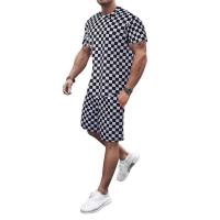 Polyester Ensemble occasionnel d’hommes Court & T-shirts à manches courtes Plaid plus de couleurs pour le choix Ensemble