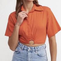 Polyester Frauen Kurzarm Shirt, Solide, mehr Farben zur Auswahl,  Stück