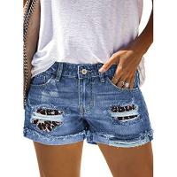 Cotton Denim Middle Waist Shorts frayed PC