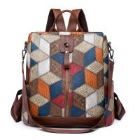 PU Leather Backpack large capacity & attached with hanging strap PC