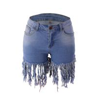 Cotton Denim Tassels Shorts Solid PC