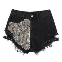 Cotton Denim High Waist Women Hot Pant & studded frayed PC