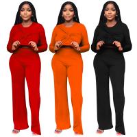 Polyester Ensemble occasionnel de femmes Pantalon long & Retour au début Solide plus de couleurs pour le choix Ensemble