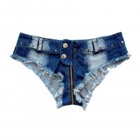 Denim Women Hot Pant back split Solid blue PC