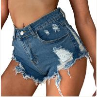 Denim Ripped & High Waist Shorts frayed Solid blue PC