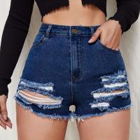 Cotton Ripped & High Waist Shorts deep blue PC