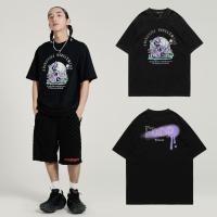 Cotone Männer Kurzarm T-Shirt Stampato Nero kus