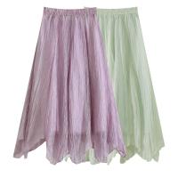 Polyester High Waist Skirt mid-long style & slimming Solid : PC