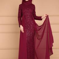 Polyester Slim Long Evening Dress patchwork Solid PC