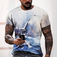 Polyester Männer Kurzarm T-Shirt, Gedruckt, Grau,  Stück