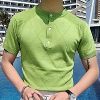 Viscose T-shirt homme à manches courtes Tricoté Solide Vert pièce