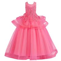 Polyester Slim & Princess Girl One-piece Dress large hem design Polyester patchwork Solid PC