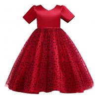 Polyester Slim & Princess Girl One-piece Dress large hem design Polyester patchwork dot PC