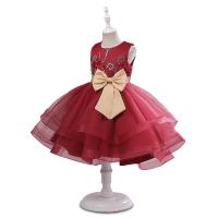 Polyester Slim & Princess Girl One-piece Dress large hem design patchwork Solid PC