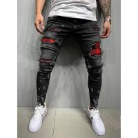 Cotton Ripped Men Jeans patchwork PC