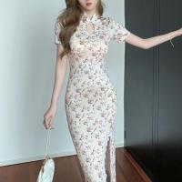 Polyester Slim Sexy Package Hip Dresses printed floral PC