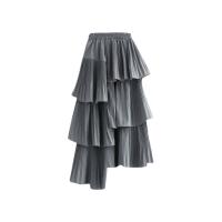 Polyester Slim & High Waist Skirt large hem design patchwork Solid : PC