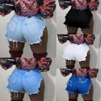 Denim Plus Size & High Waist Shorts frayed Solid PC