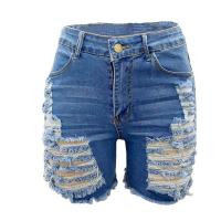 Denim Ripped & Tassels & High Waist Shorts frayed Solid PC